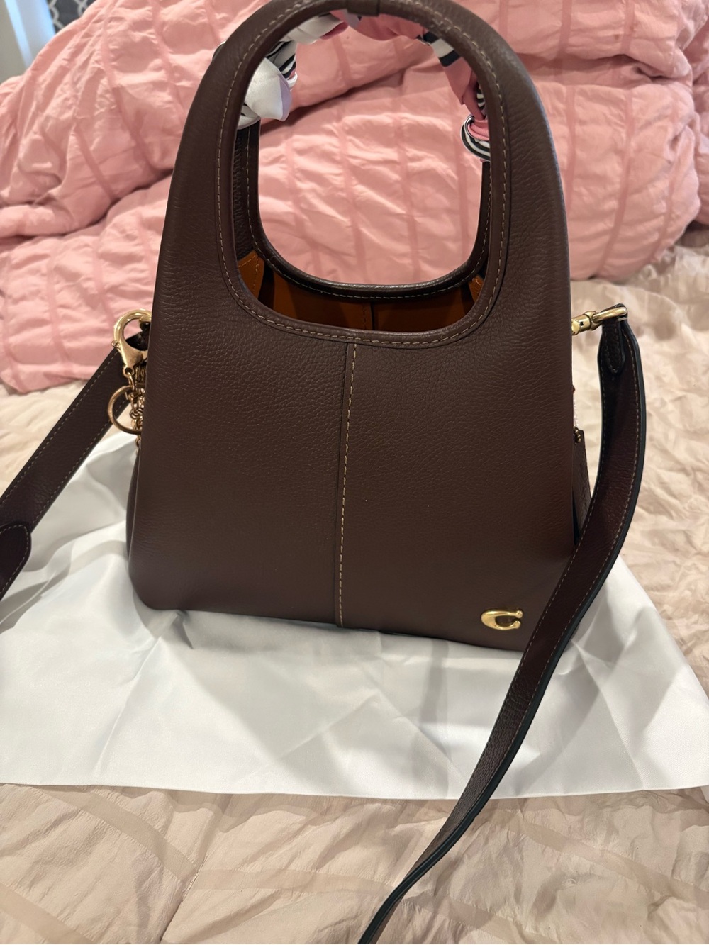 Coach Brown Pebble Leather Shoulder Bag with Gold Hardware brand new worn once